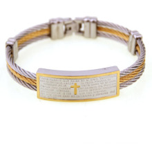 New Silver and Gold Jewelry Cross Great Wall Pattern Stainless Steel Jewelry Bracelet Wire Bangles